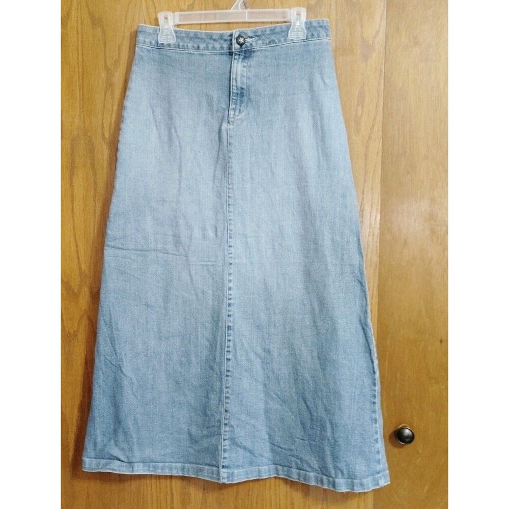 Style J Long Denim Skirt Sz 30 Large Maxi Jean Blue Modest Prairie